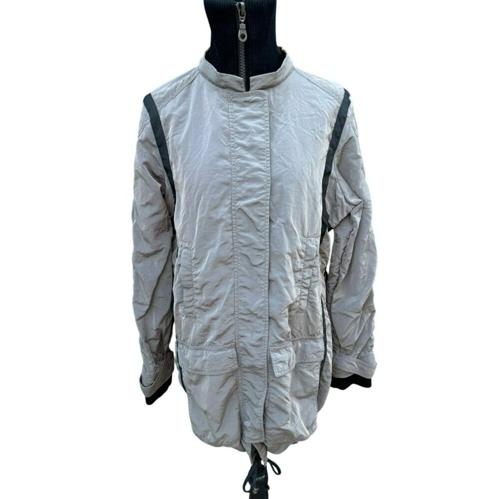 Seven 7 For All Mankind M Gray Quilted Nylon Jacket Plaid Lining Windbreaker